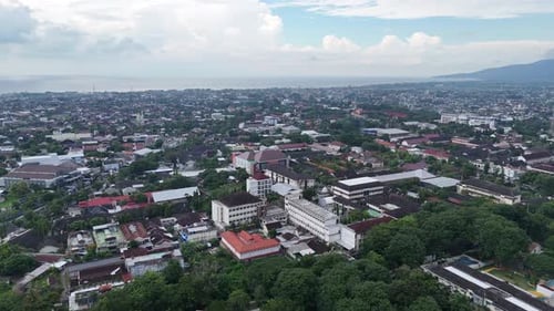 Aerial View of Urban Cityscape by the Coast