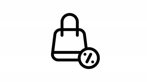 Animated Shopping Bag Icon with Rotating Discount Percentage
