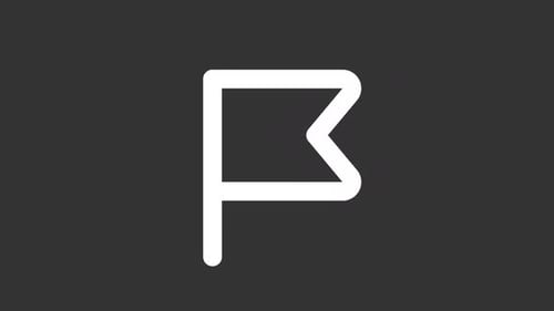 Icône Ui de ligne blanche avec drapeau animé