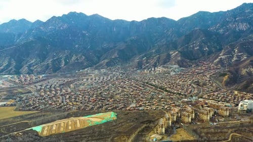 Aerial view of Jackson Hole USA Copy Town near Beijing. Jackson Hole China is a resort town.