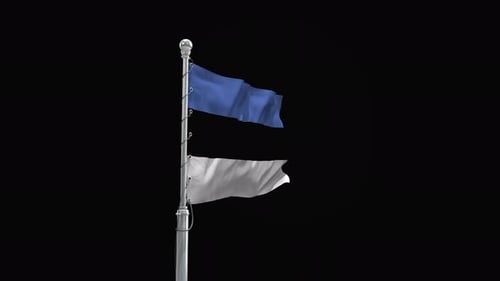 Realistic Waving Flags on Pole with Transparent Background