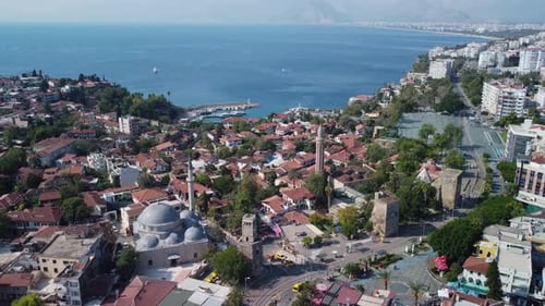 Aerial view of the Ottoman Houses and Old Antalya Marina