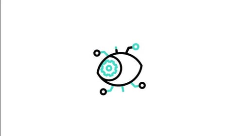Flat Design AI Eye Icon Reveal Animation