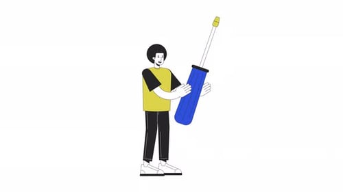 Man Holding Screwdriver Animation