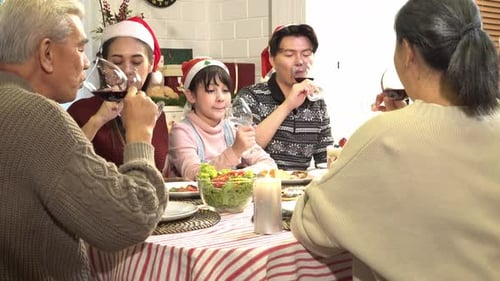 Family Christmas Celebration Dinner at Home