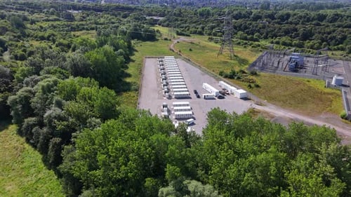 Aerial View of Energy Storage Facility and Substation
