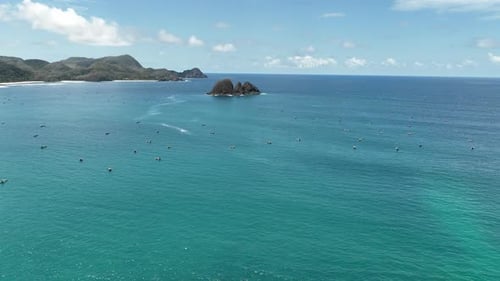 Vista aérea de Kuta Lombok, oeste de Nusa Tenggara, Indonésia.