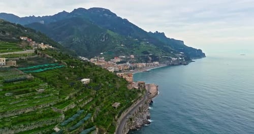 Aerial View of Maiori Resort Village Amalfi Coast Italy