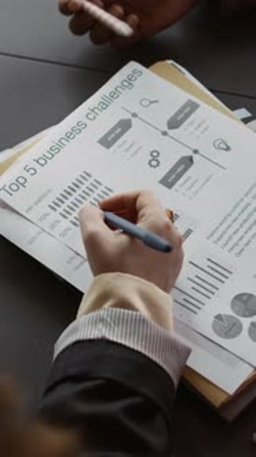 Papers with Report Titled Business Challenges on Desk