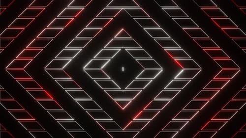 Weißer und roter abstrakter neonglühender Sci-Fi-Cyberpunk-Musterhintergrund VJ-Loop-Animation in 4K