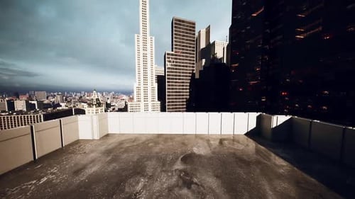 Vista desde la azotea de un edificio con vistas al bullicioso horizonte de la ciudad