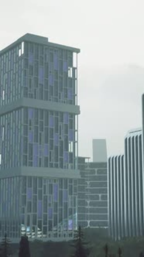 Futuristic City Flythrough Animation with Modern Buildings