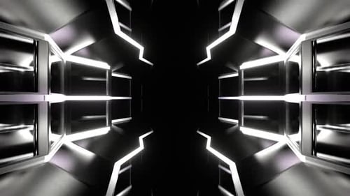 White Neon Mirrored Sci Fi Corridor Background Vj Loop In HD