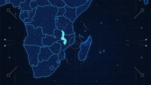 Futuristic Digital World Map Zoom and Country Highlight