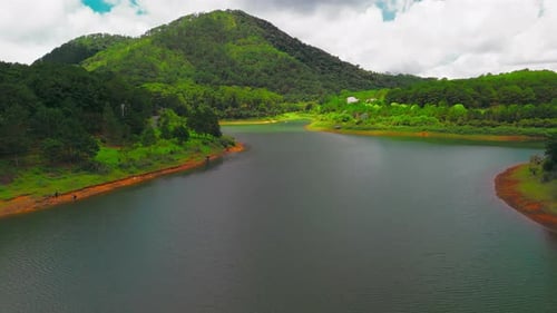 Drone Journey On Mountain Lake Forest