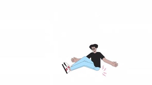 Flat Design Character Falling and Injury Animation