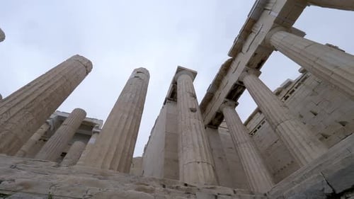 Stone pillars standing on the investing acropolis in Athens