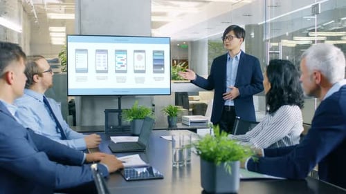 Business Team Meeting in Modern Office Presentation