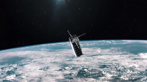 Le satellite CubeSat en orbite autour de la planète Terre