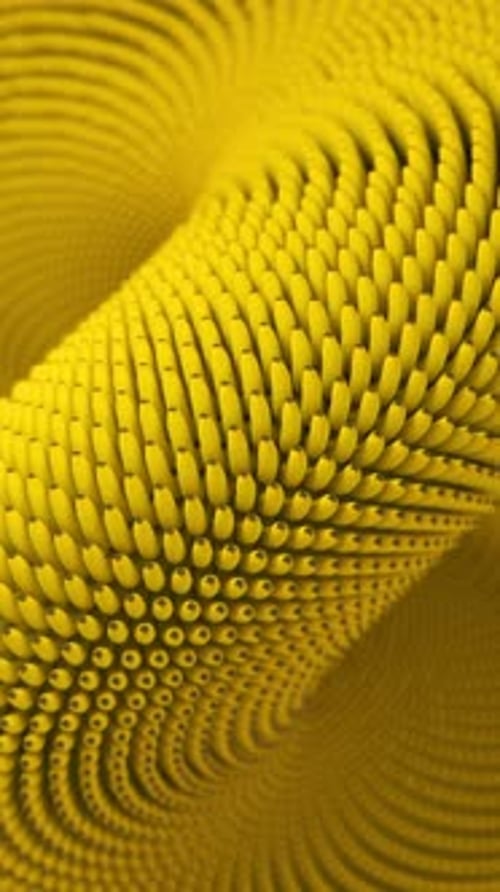 Bananas 3D Swirl Infinite Loop, forma abstracta de infinito, construida con plátanos moviéndose del revés