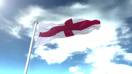 Dynamic England Flag Waving Animation with Bright Sky