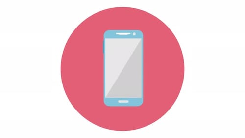 Animated Smartphone Icon in Flat Design Style