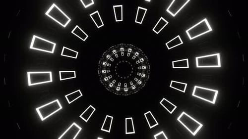 White Neon Light Spherical Tunnel Background Vj Loop In 4K