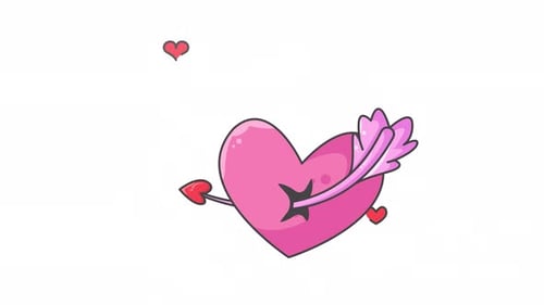 heart and love arrow icon animation motion graphic design video