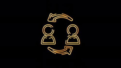 Glowing Line Art People Exchange Icon Animation