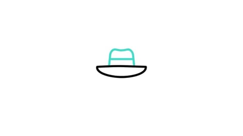Animated Line Art Hat Icon with Color Changes