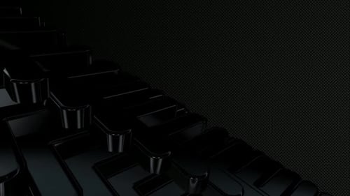 Dark Background with Figure Animation in the Corner, Shapes, 3D Render, Unique Design, Reflection
