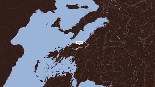 Animated Map Zoom to Tirana, Albania