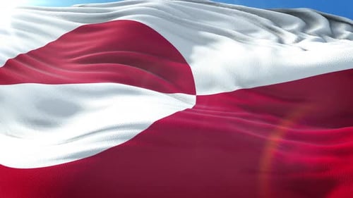 Greenland Flag Waving Realistic Loop Animation