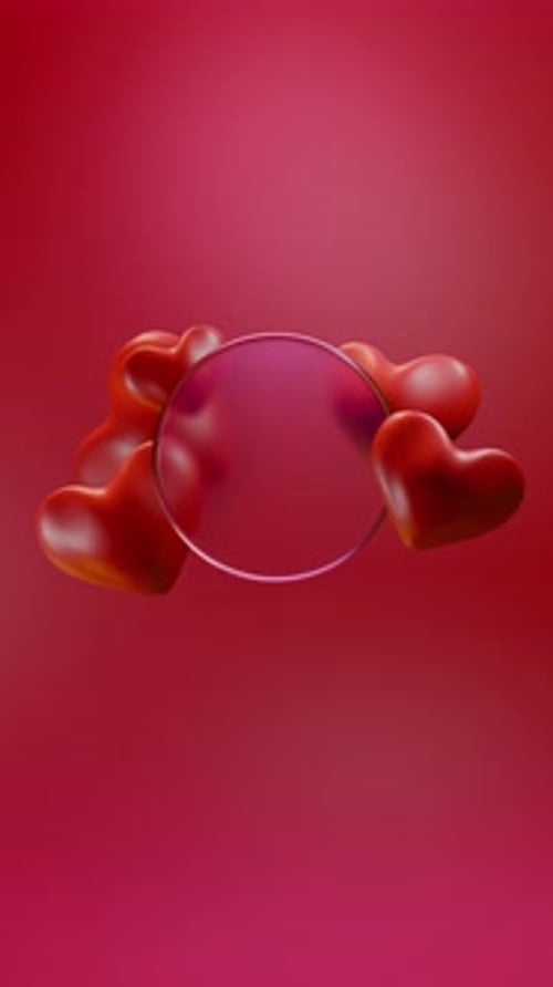 Vertical Decorative Hearts Pulsing Around Central Ring