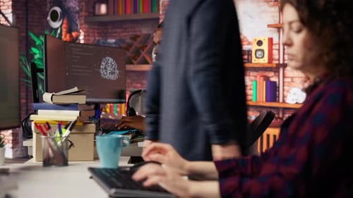 Upset Programmer Annoyed By Computer Bugs While Coding in IT Startup Office