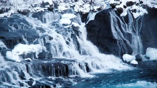 Snowy Waterfall Beautiful Nature Winter Landscape Pure Glacier Water