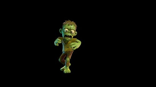 Animated 3D Cartoon Zombie Character for Spooky Halloween Projects