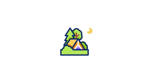 Modern Animated Camping Icon with Subtle Glow