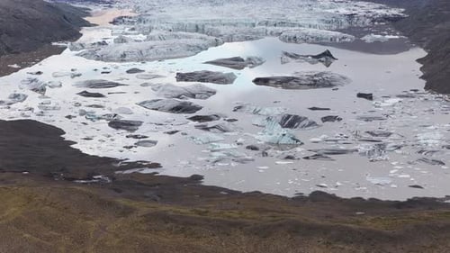 Aerial view of Heinabergsjokull glacier, Iceland.