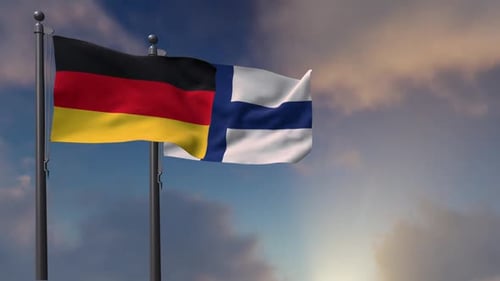 Germany and Finland National Flags Waving Together
