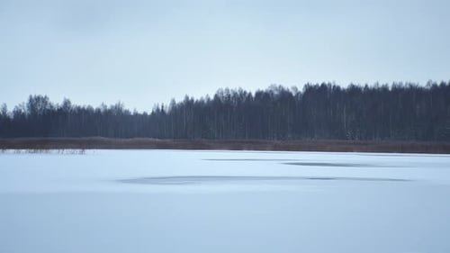 Dangerous Icy Surface With Patches In Autumn