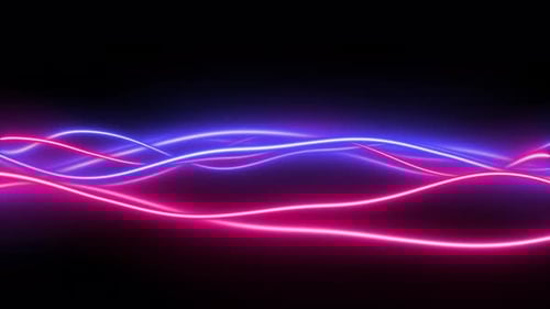 Neonpulswellenlinien auf schwarzem Hintergrund