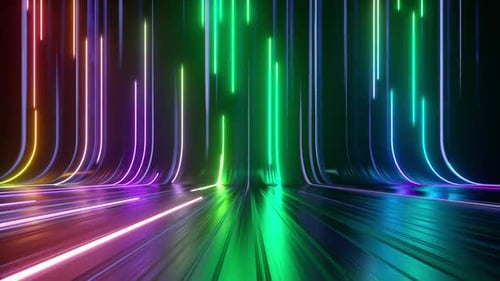 Dynamic Neon Glowing Lines Abstract Tunnel Background