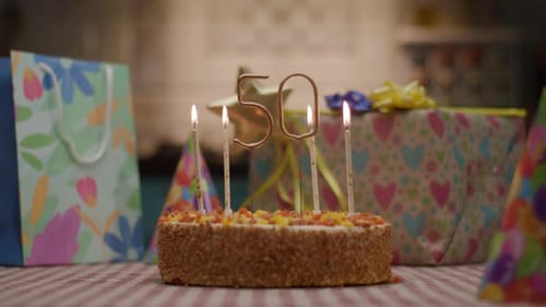 Celebration Cake with Candles Blown Out