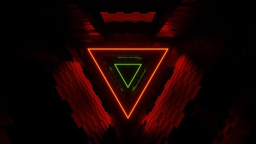 Lime And Orange Triangle Neon Tunnel Background Vj Loop In HD