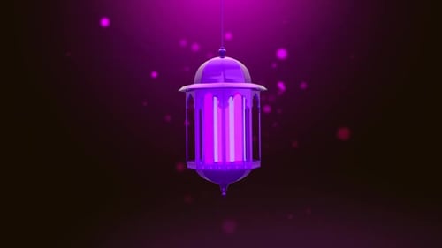 Swinging Purple Glowing Ramadan Lantern Animation