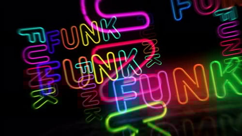 Animated Neon Funk Text Glowing on Dark Background