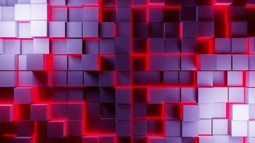 Blue Bricks With Red Neon Lights Background Vj Loop HD
