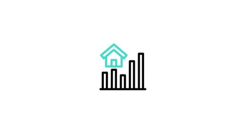 Animated Line Icon of House and Bar Chart for Business Growth
