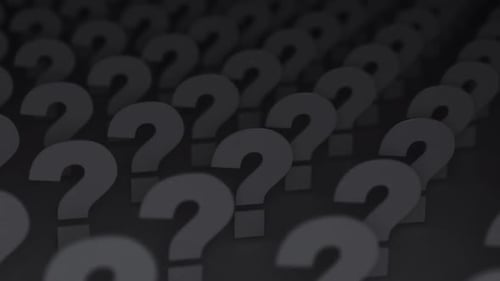 Question mark symbols on black background. Many questions arise during any movement.